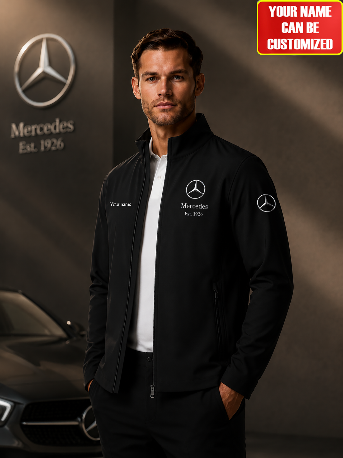 Personalized Merc Est.1926 Zipper Stand Collar Jacket