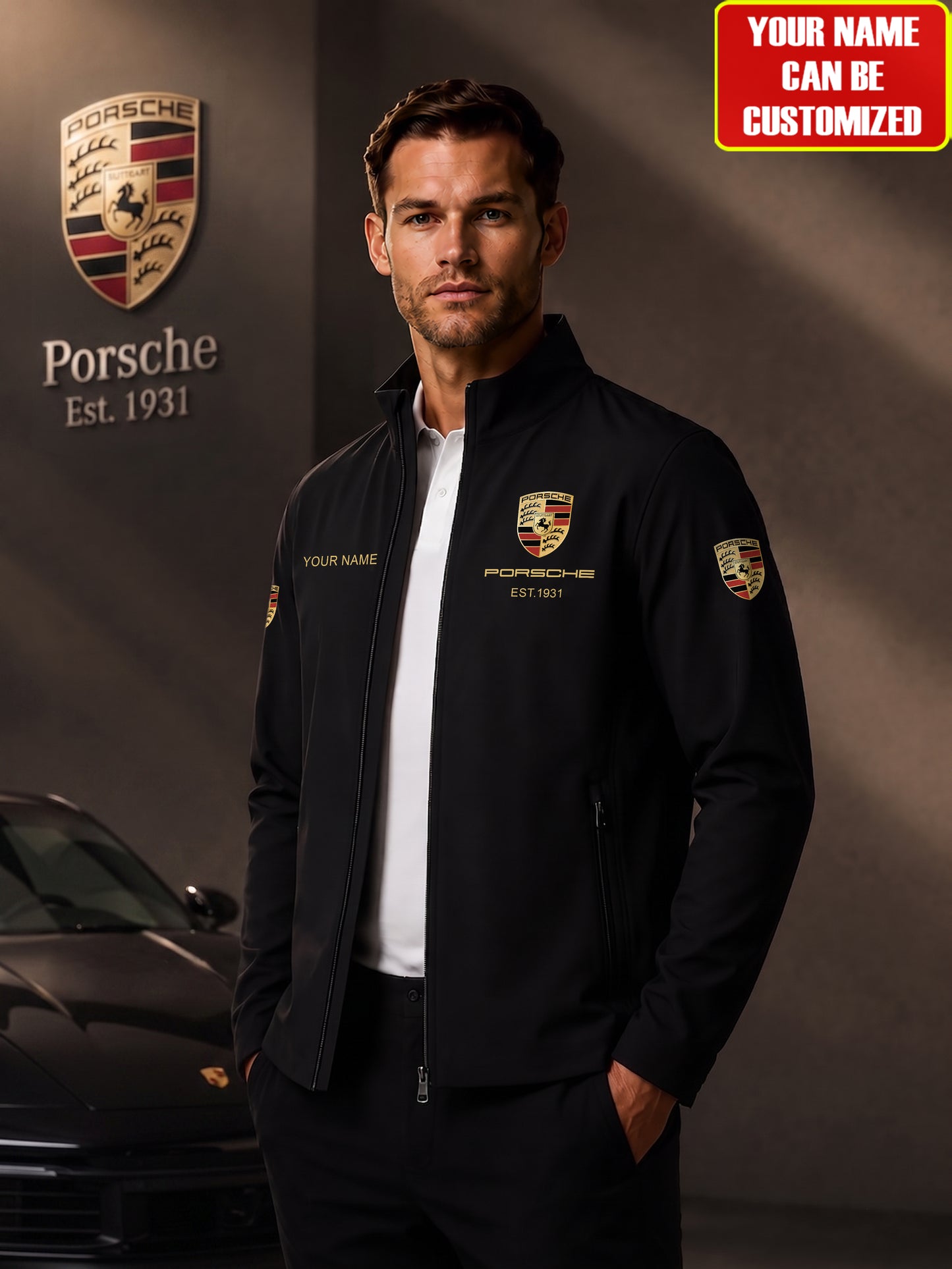 Personalized Pors Est.1931 Zipper Stand Collar Jacket