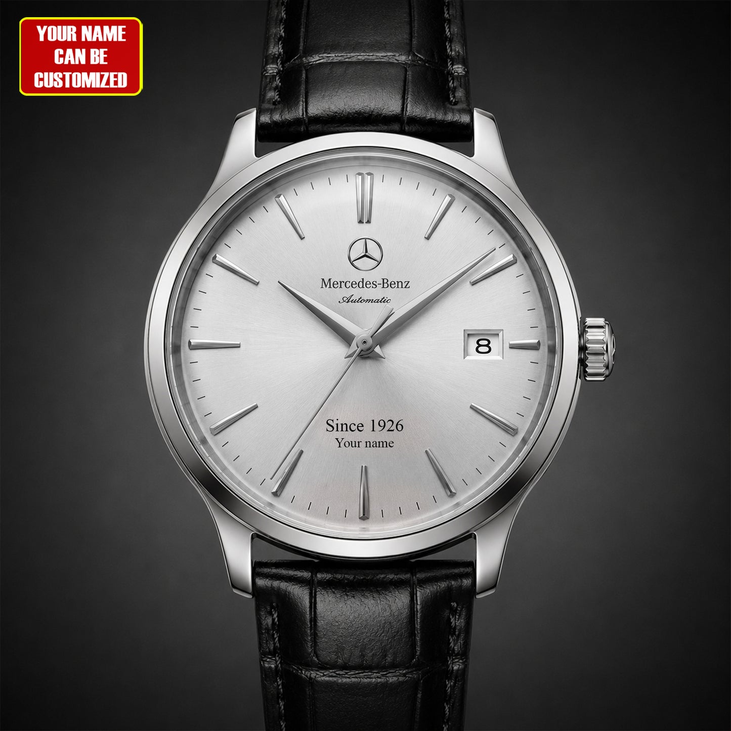 Personalized Merc Automatic Since 1926 Leather Strap Watch