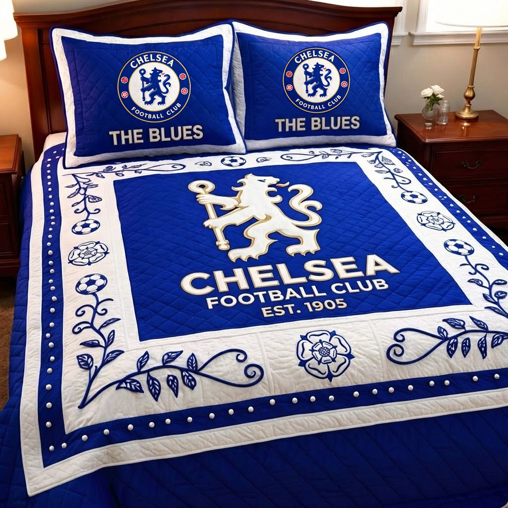 Chelsea Est.1905 Emboidery Pattern Quilt Bedding Set
