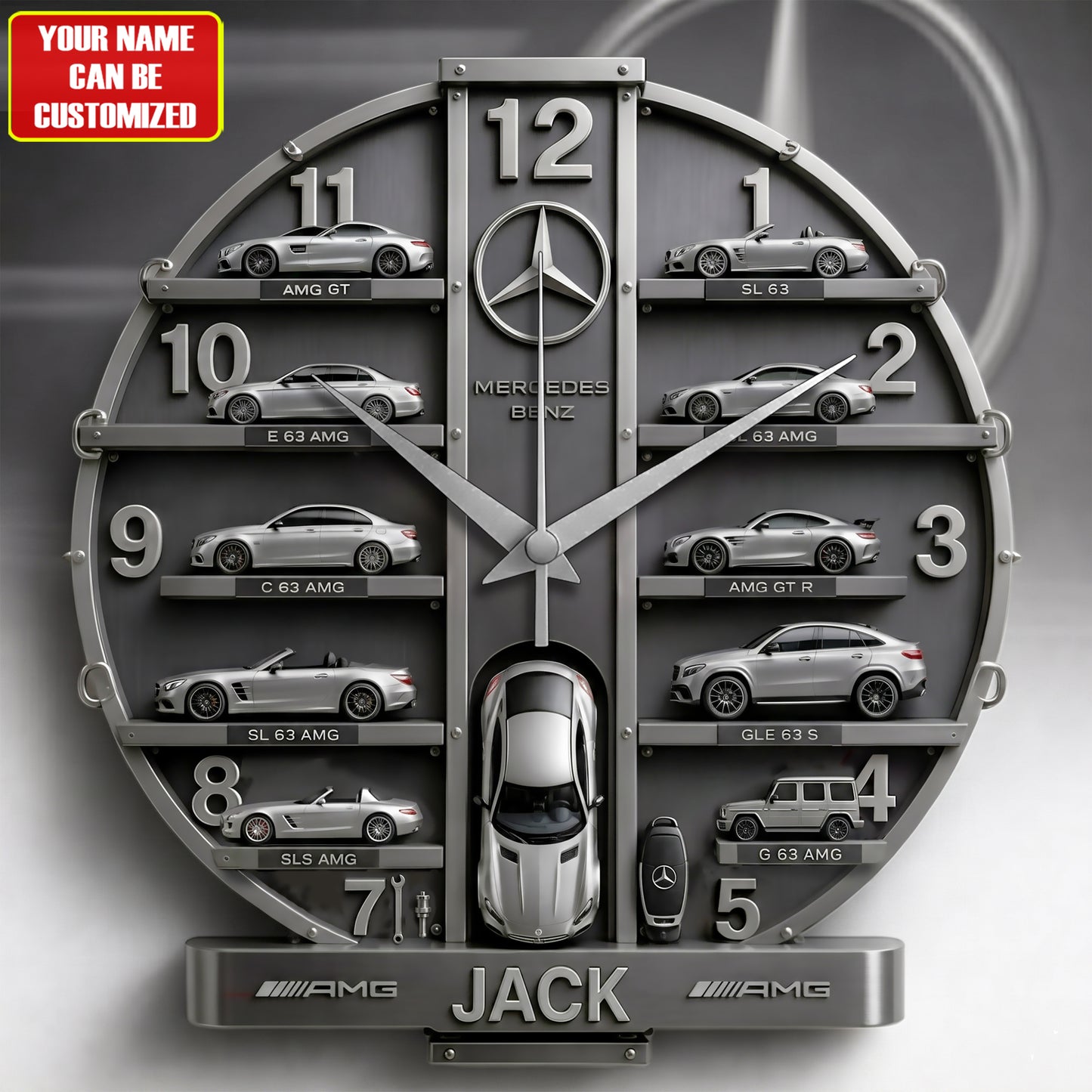Merc-benz Car Collector 3D Visual Effect Acrylic Wall Clock