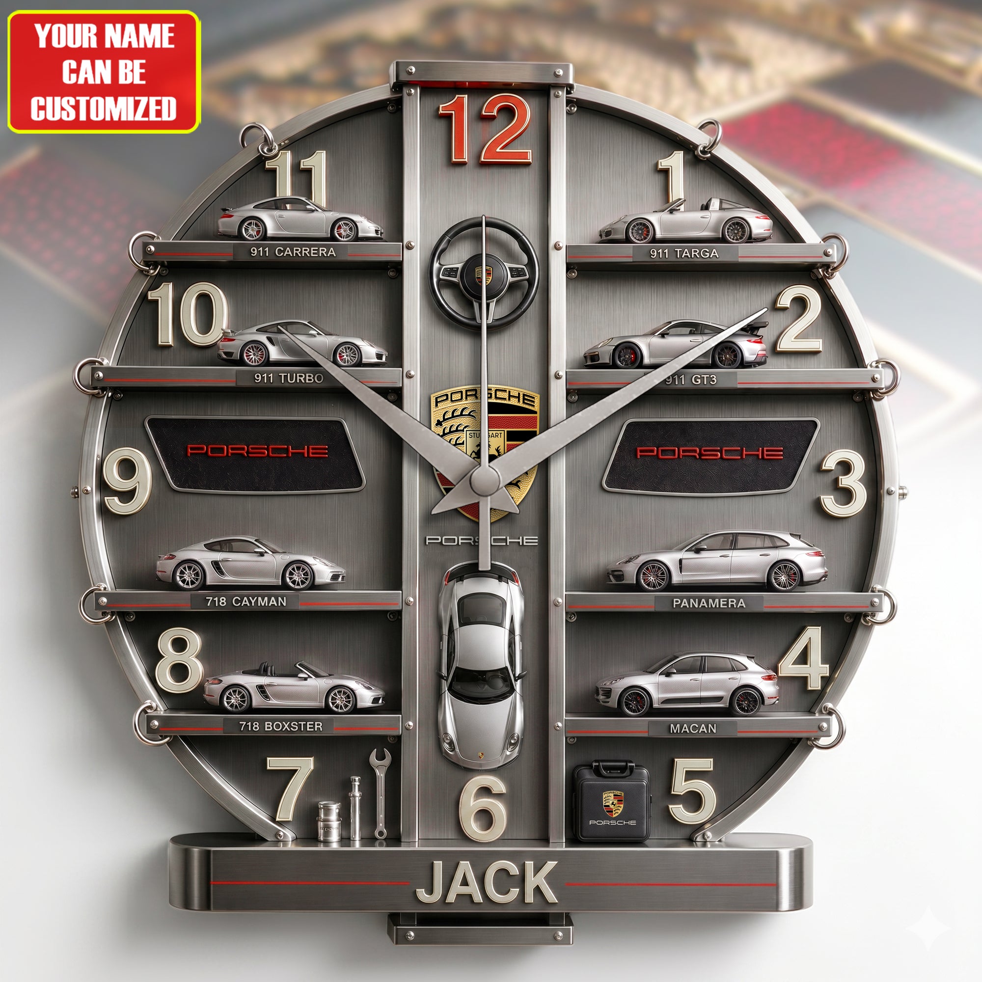 Pors Cars Version 3D Visual Effect Acrylic Wall Clock – Gearprints