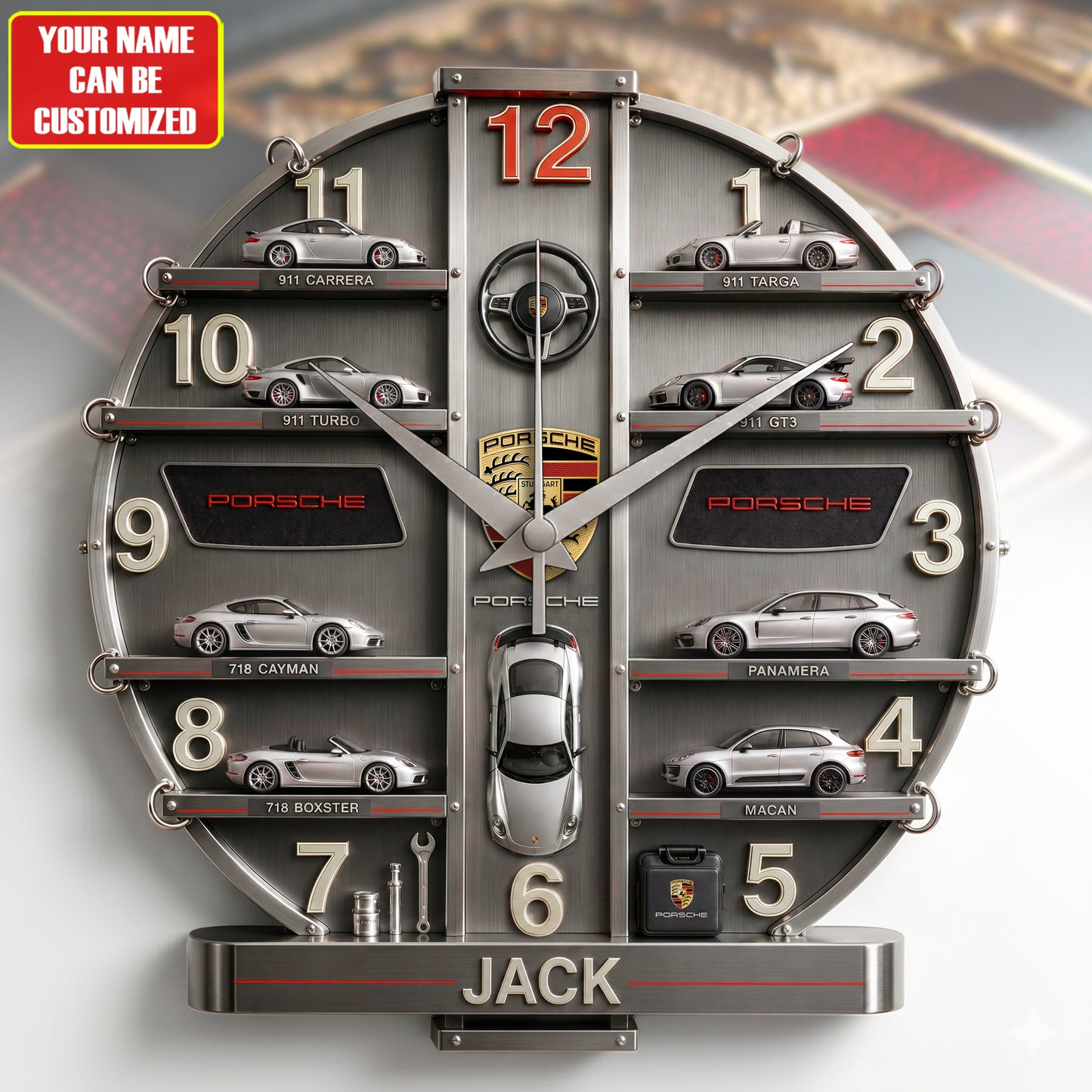 Pors Cars Version 3D Visual Effect Acrylic Wall Clock