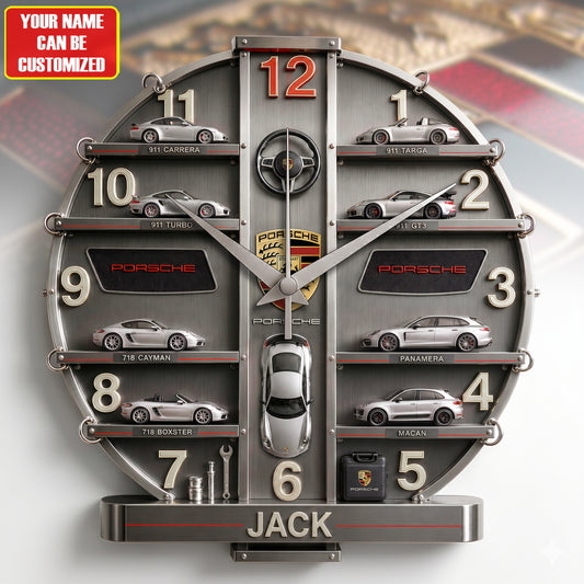 Pors Cars Version 3D Visual Effect Acrylic Wall Clock