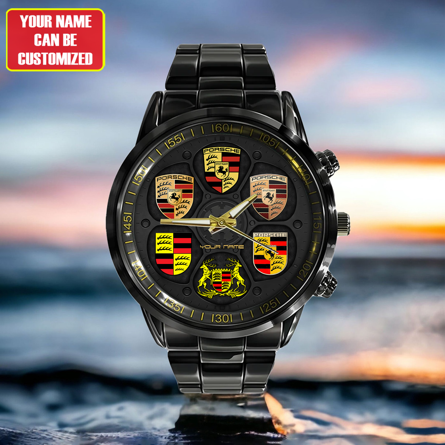 Personalized Pors Logo Stainless Steel Watch