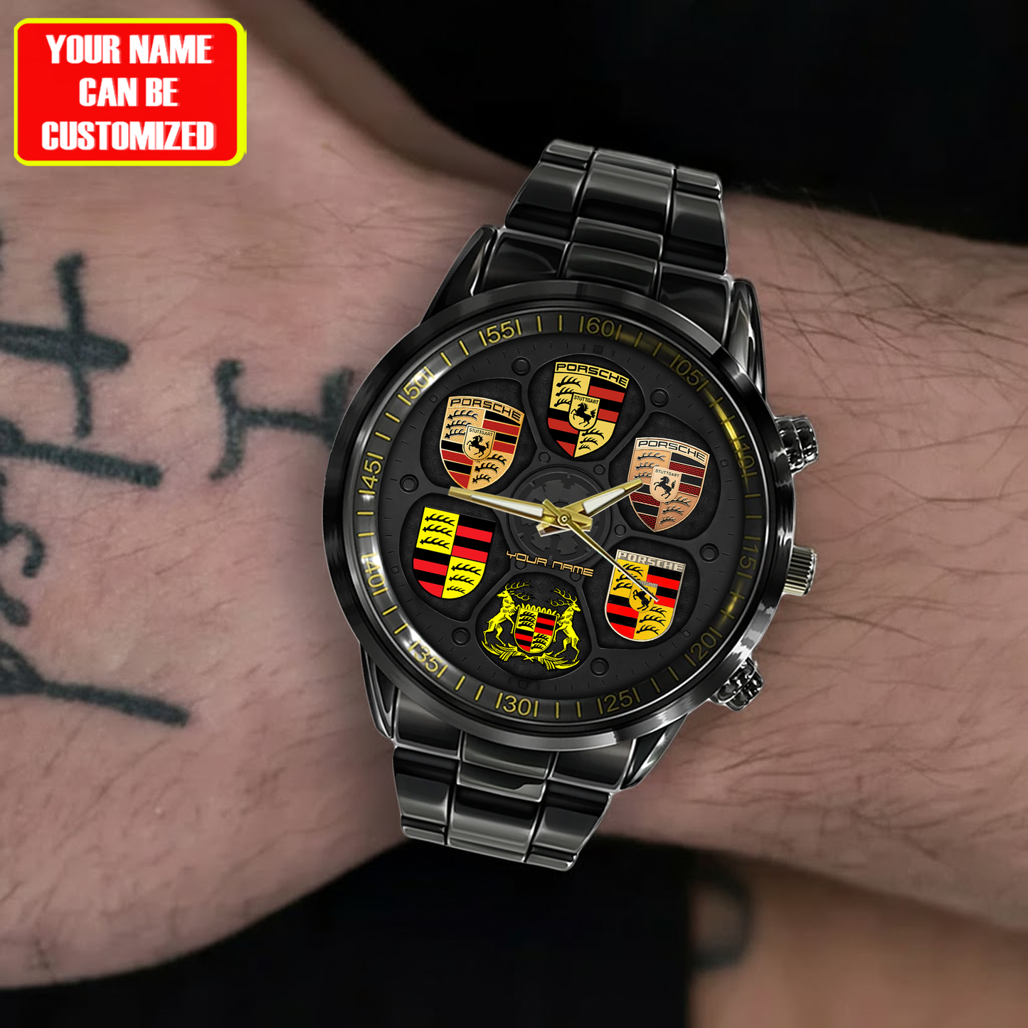 Personalized Pors Logo Stainless Steel Watch