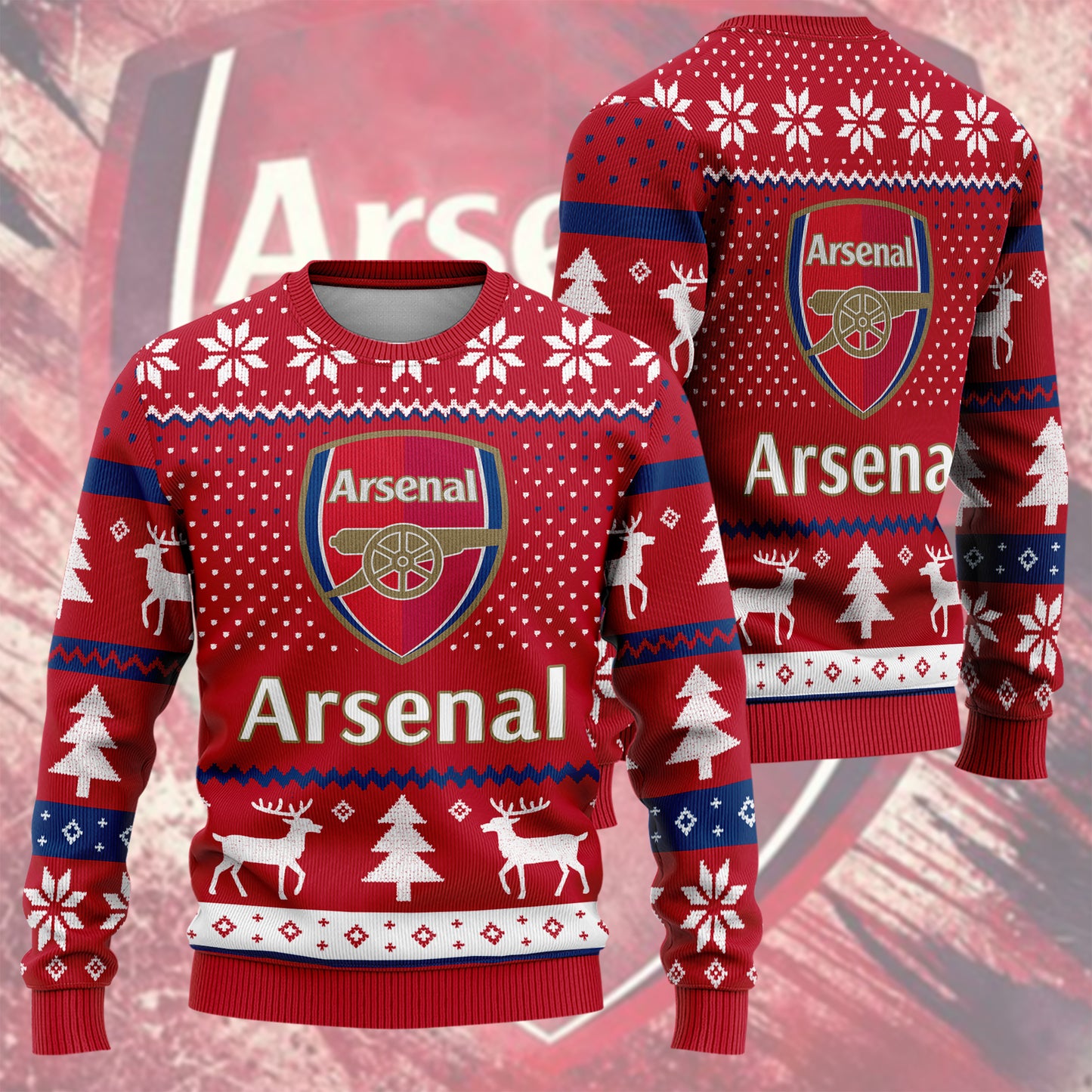 Arsenal Ugly Christmas Sweater , Unisex Wool Sweater
