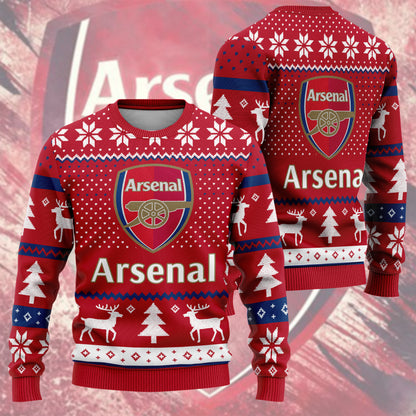 Arsenal Ugly Christmas Sweater , Unisex Wool Sweater