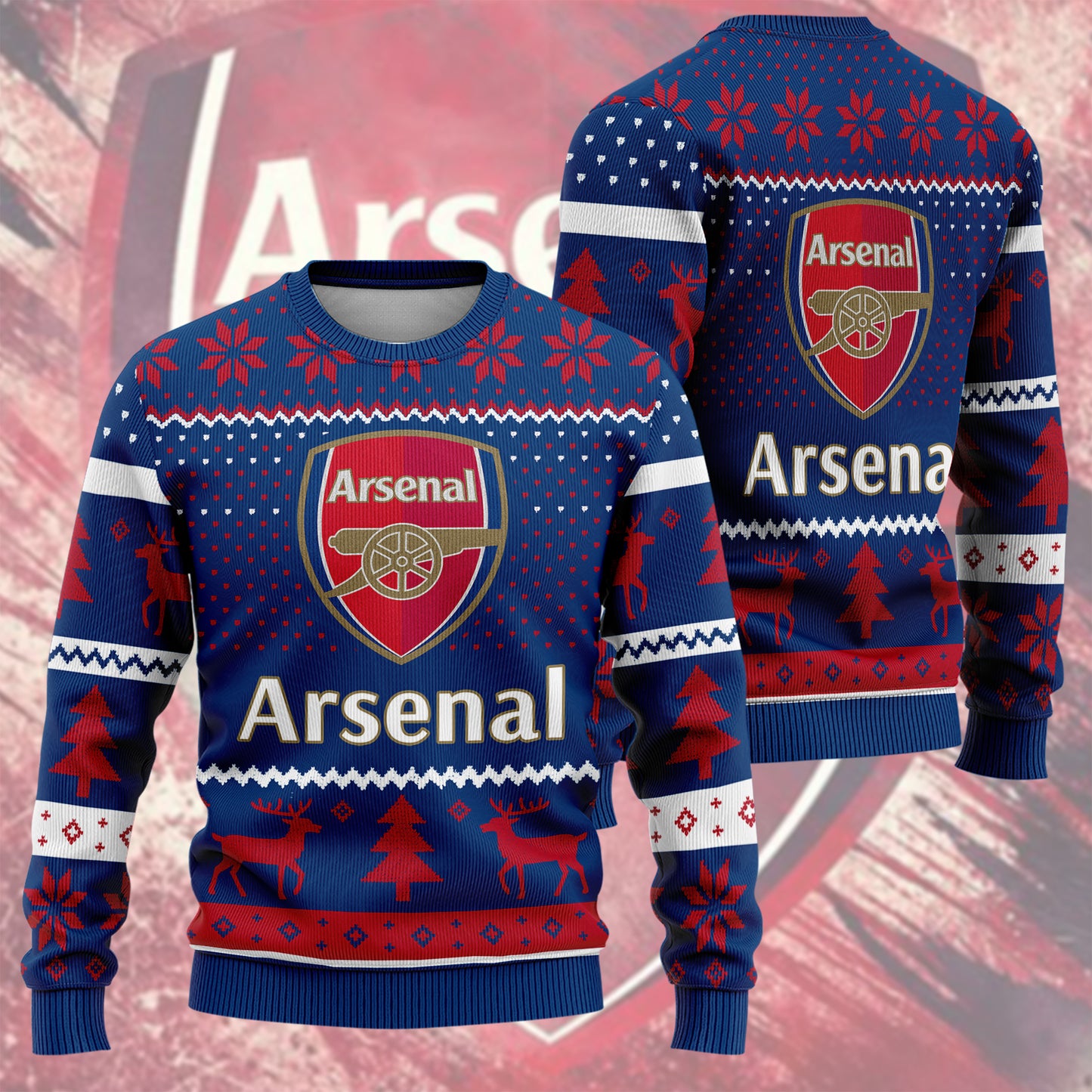 Arsenal Ugly Christmas Sweater , Unisex Wool Sweater