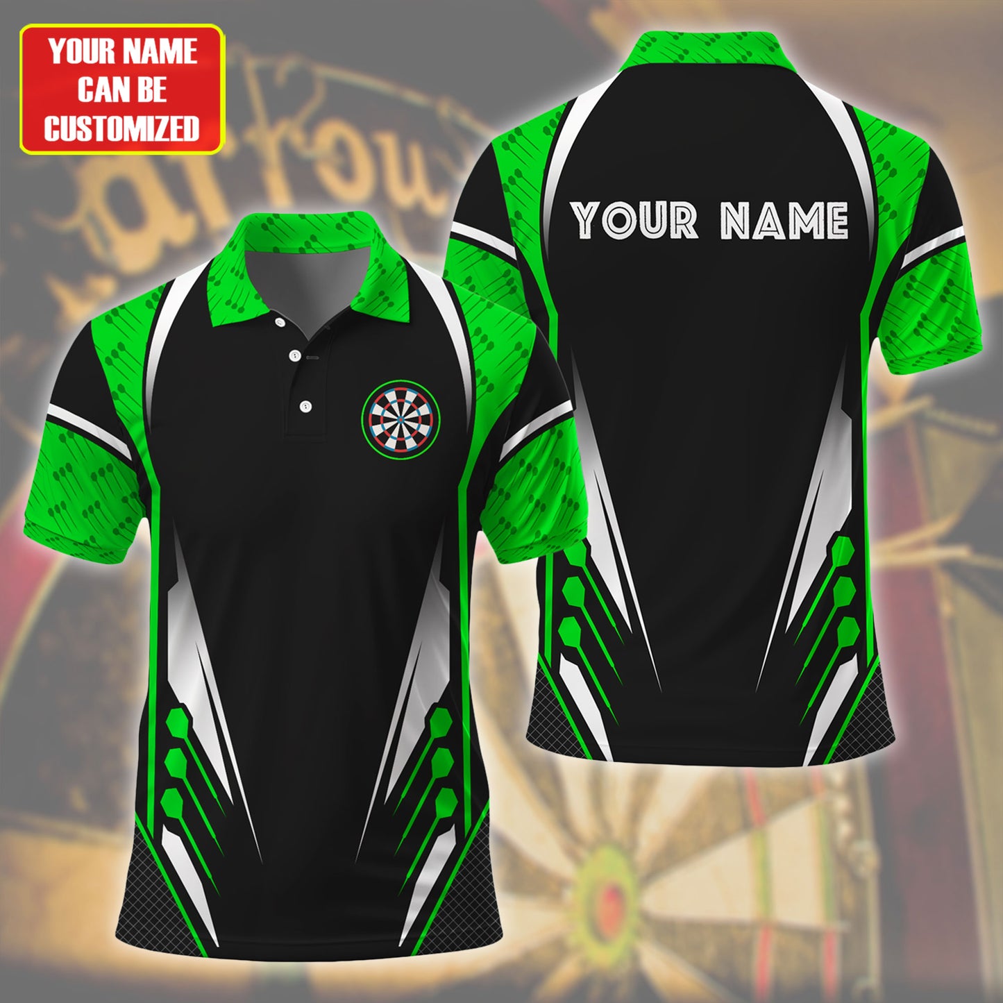 Personalized Darts Team All Over Printed Unisex Shirt - Green