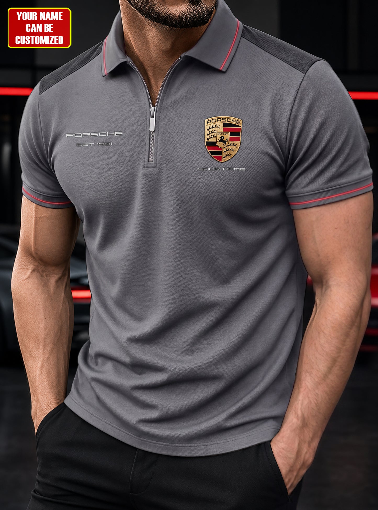 Personalized Porsche Division Zipper Polo ,T-shirt, Hoodie , Short , Polo , hawaii