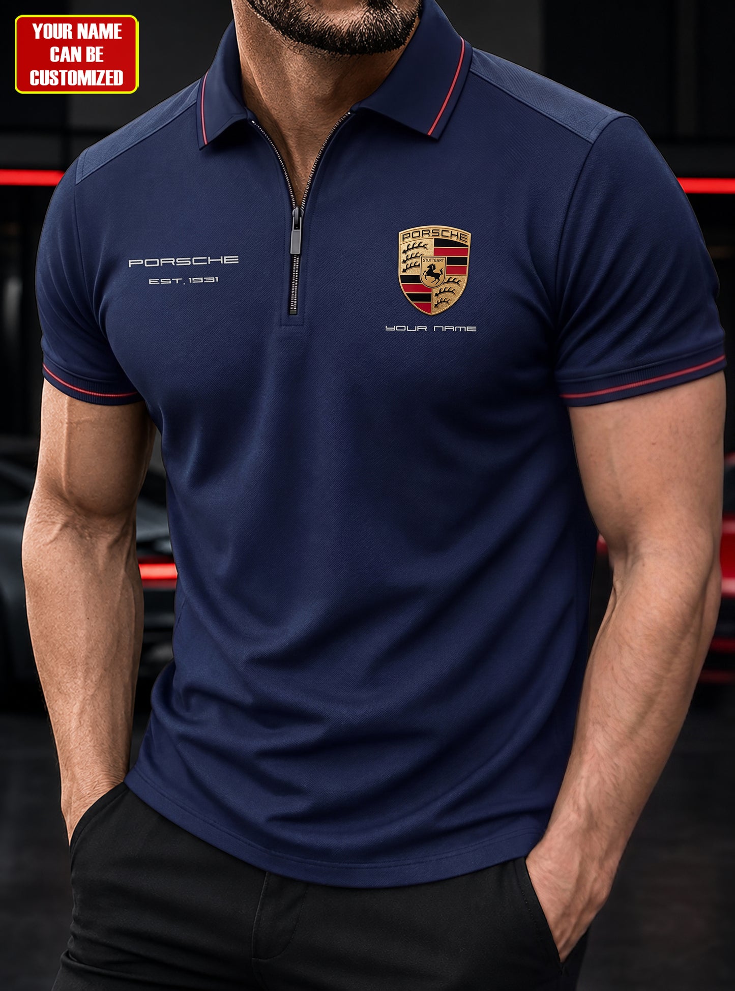 Personalized Porsche Division Zipper Polo ,T-shirt, Hoodie , Short , Polo , hawaii