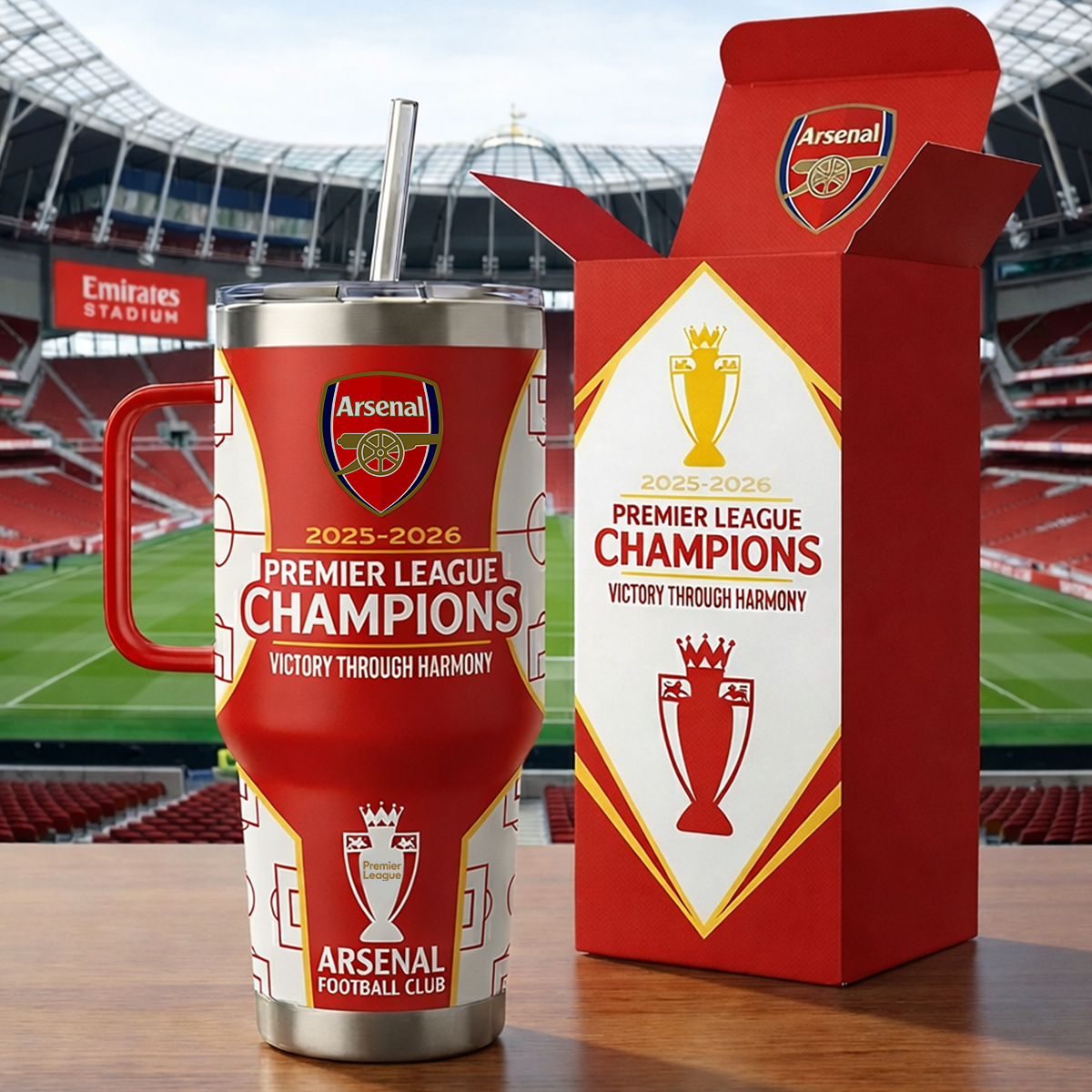 Arsenal Champions Leguage 25/26 Insurance Tumbler 30oz 40oz