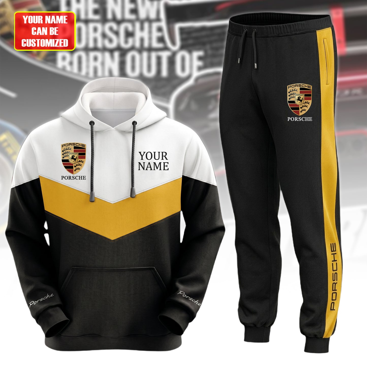 Personalized Pors Driven All over Printed Hoodie and Sweatpants set