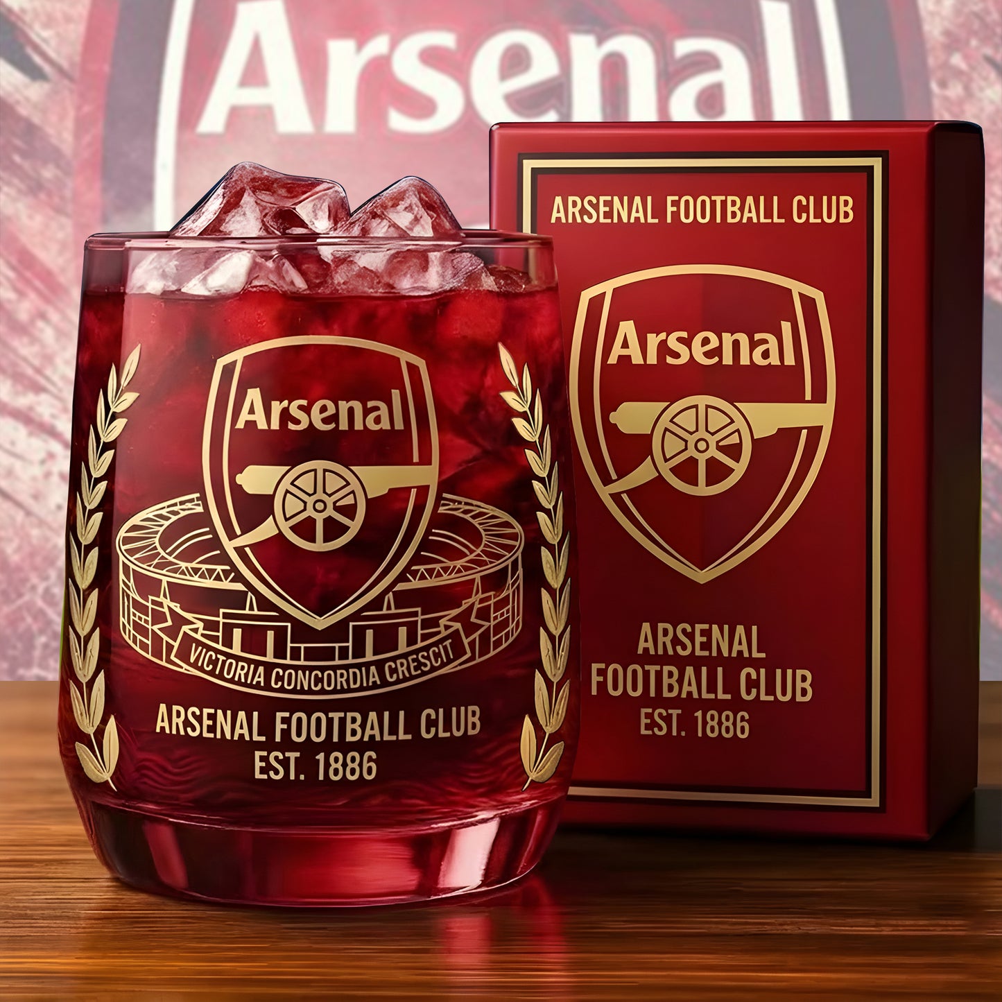 Arsenal Est 1886 Whisky , Arsenal Whiskey Glass , Holiday Gift