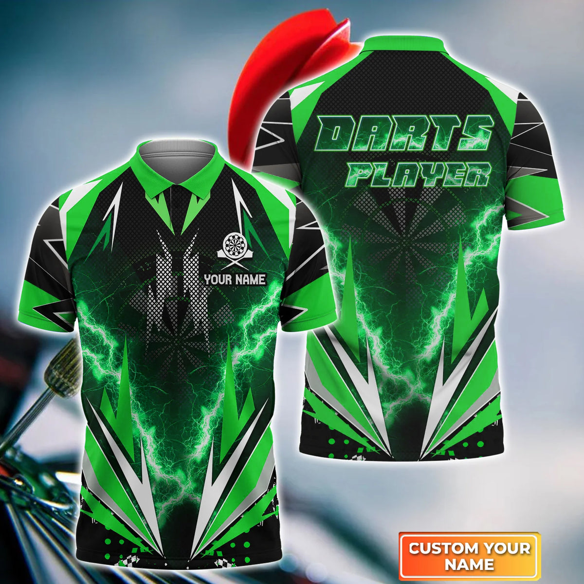 Personalized Name Darts Player All Over Printed Unisex Shirt Green Version P160301