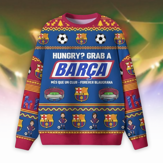 Hungry? Grab a Barca Christmas Sweater , Unisex Wool Sweater