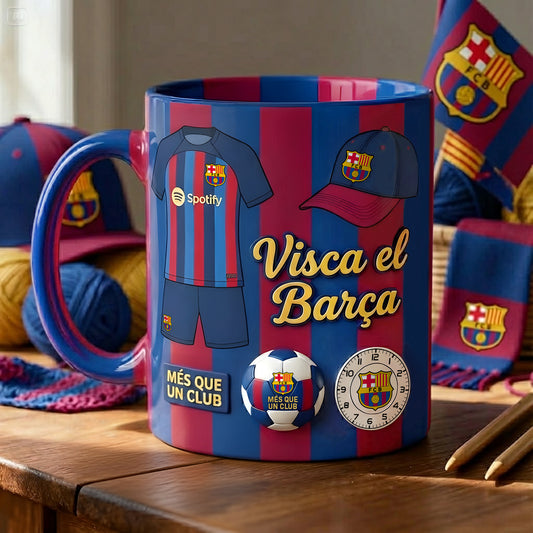 Barca FC Visca el barca Accent Mug , Cream Mug Gifts , Holiday Gifts