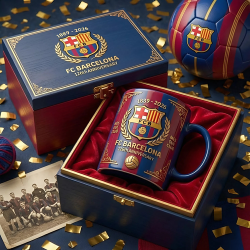 Barca FC 126th Anniversary Accent Mug , Cream Mug Gifts , Holiday Gifts
