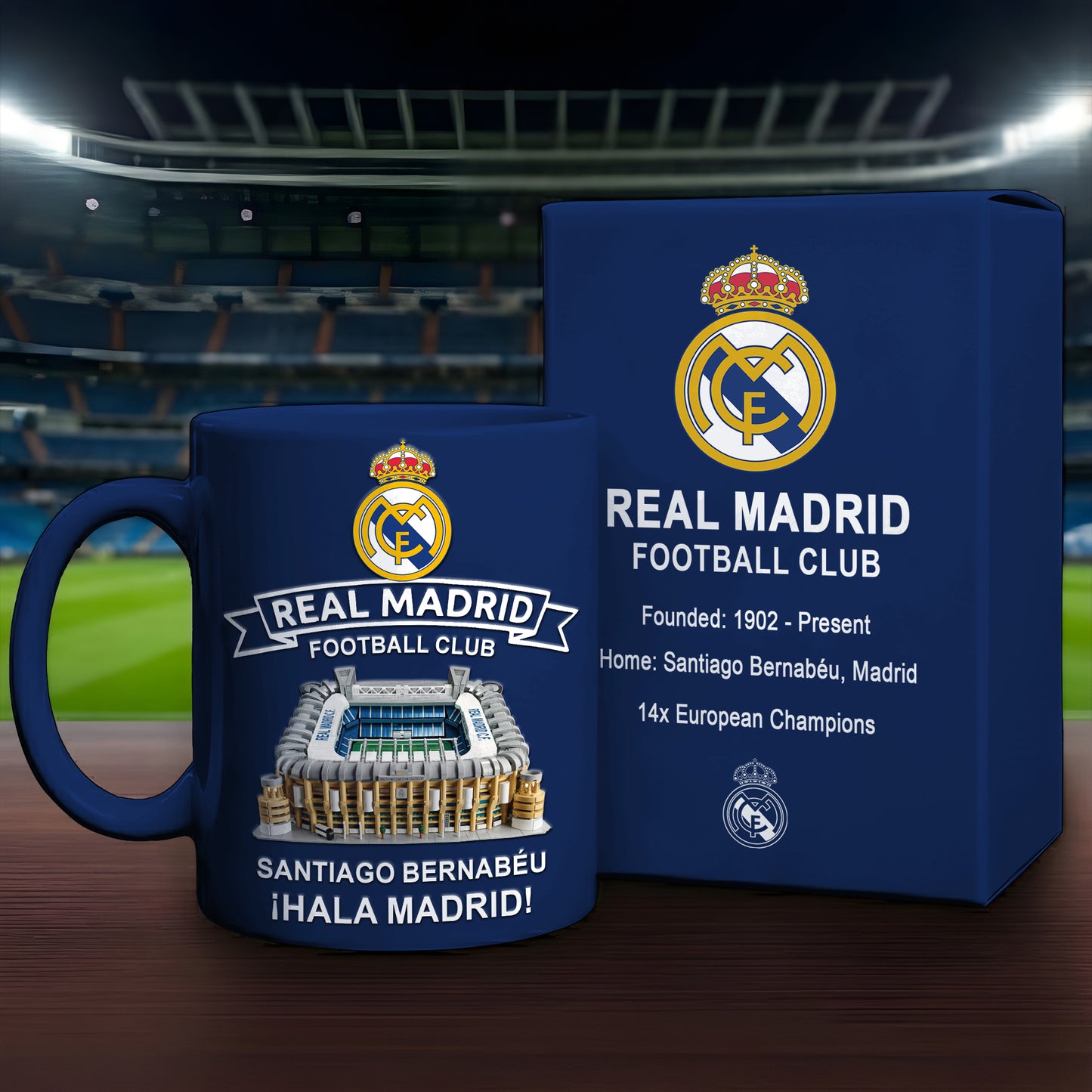 Real Hala Madrid Stadium Accent Mug , Cream Mug Gifts , Holiday Gifts
