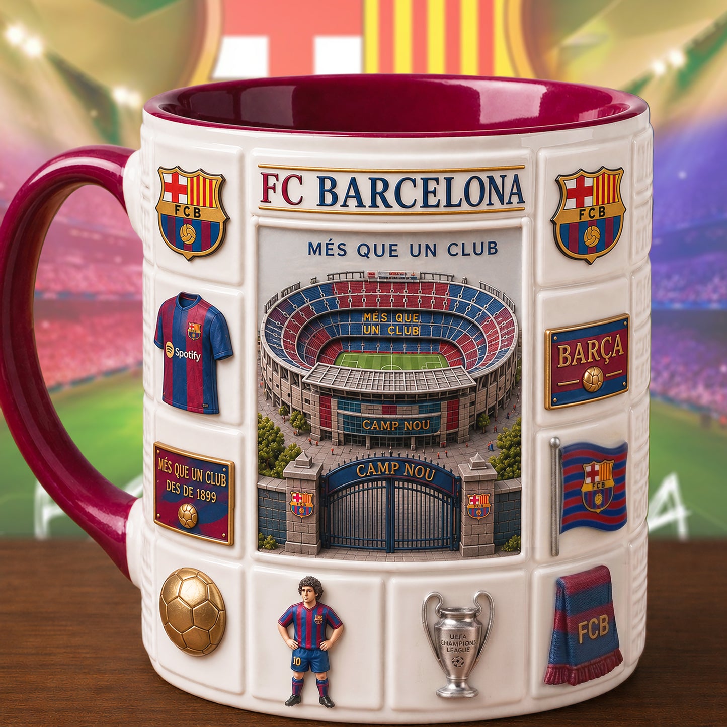 Barca FC Stadium Accent Mug , Cream Mug Gifts , Holiday Gifts V2