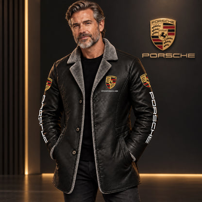 Personalized Pors Model Leather Fleece Winter Coat