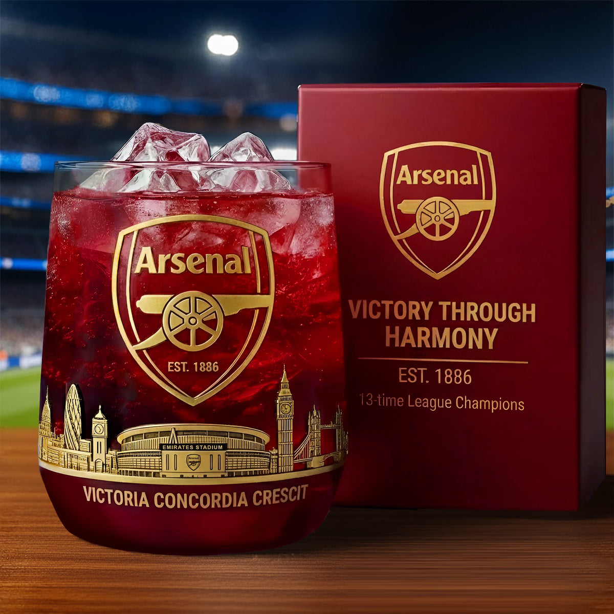 Arsenal 1886 Victoria Whisky , Arsenal Anniversary Whiskey Glass , Holiday Gift