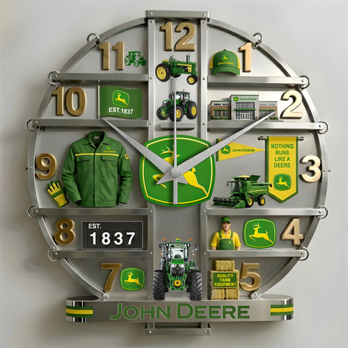 John Deere Decorative 3D Visual Effect Acrylic Wall Clock