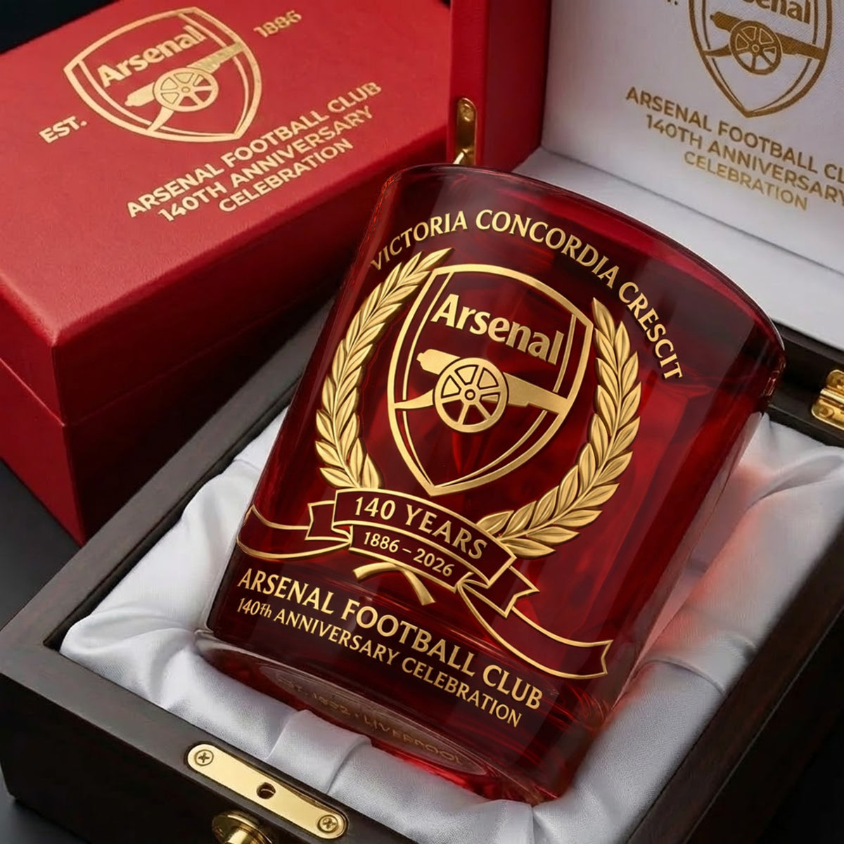 Asenal 140 Years Celebration Stadium Whisky , Arsenal Whiskey Glass, Holiday Gifts