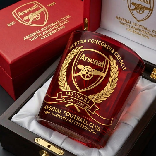 Asenal 140 Years Celebration Stadium Whisky , Arsenal Whiskey Glass, Holiday Gifts
