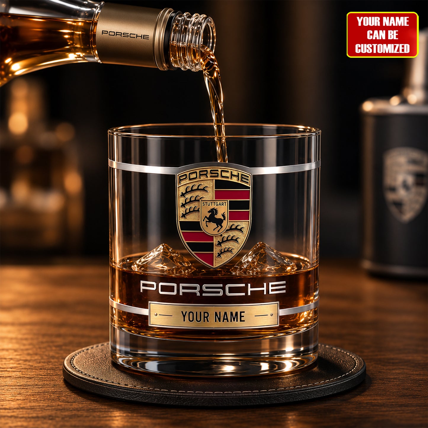 Personalized Porsche 2026 Whiskey Glass, Holiday Gifts , Custom Gifts
