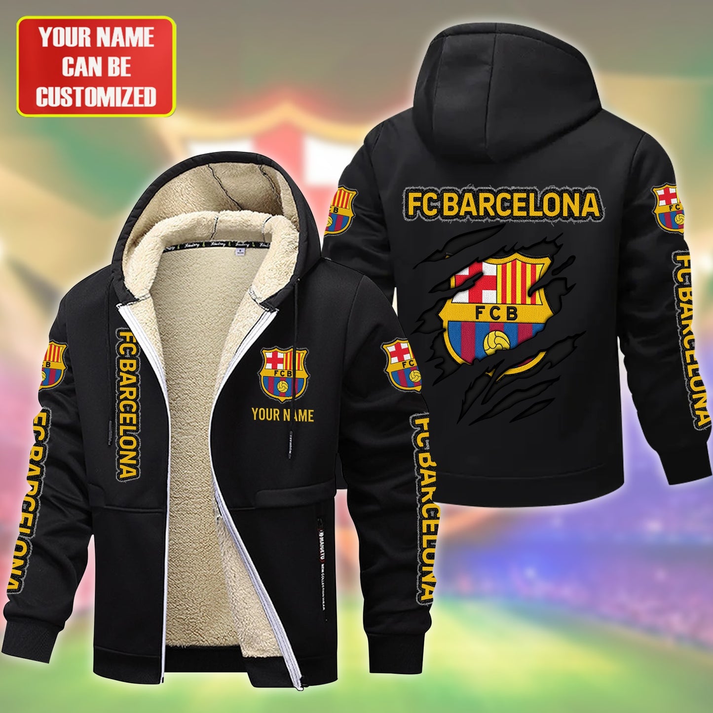Personalized Barcelona Fleece 3D Unisex Hooded Jacket