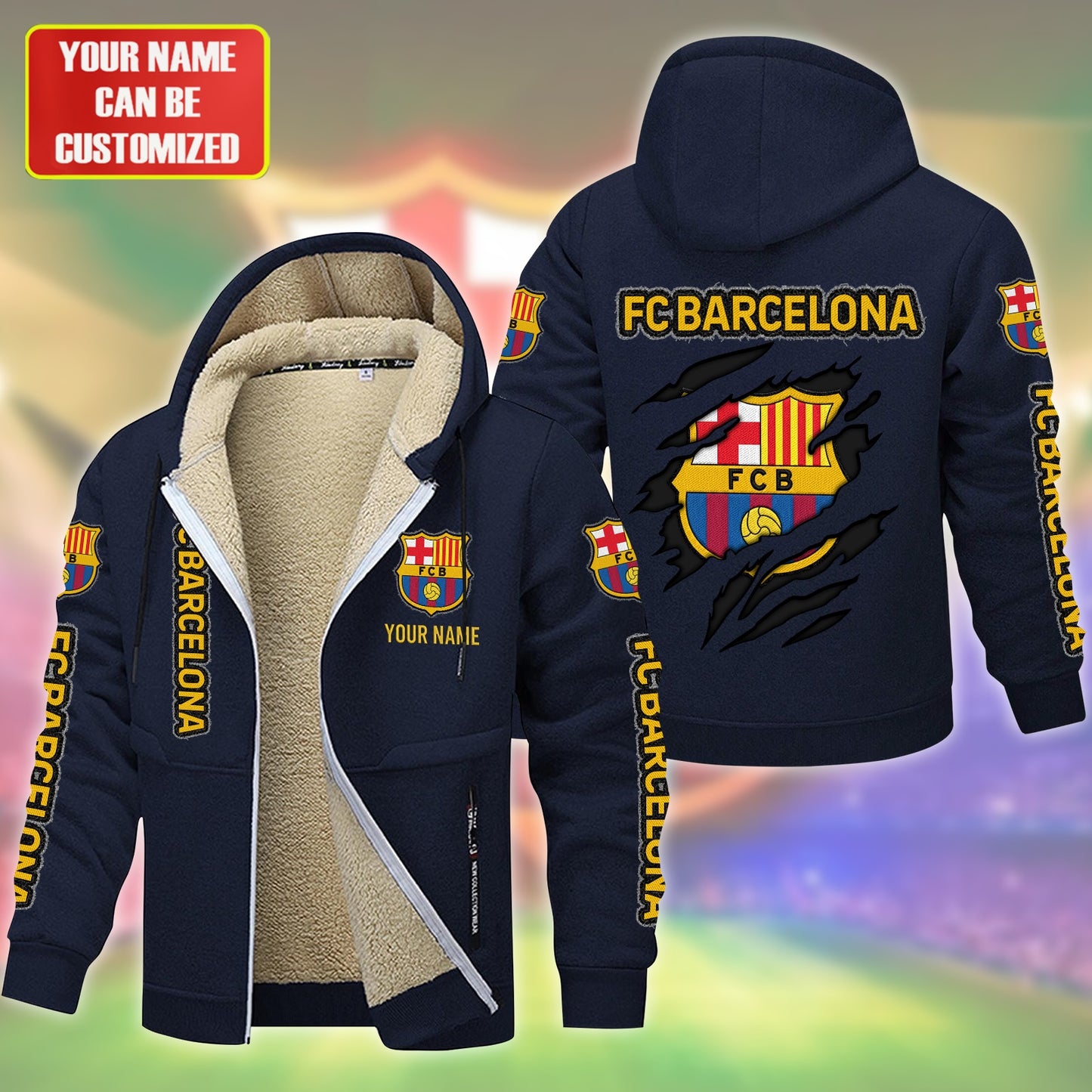 Personalized Barcelona Fleece 3D Unisex Hooded Jacket