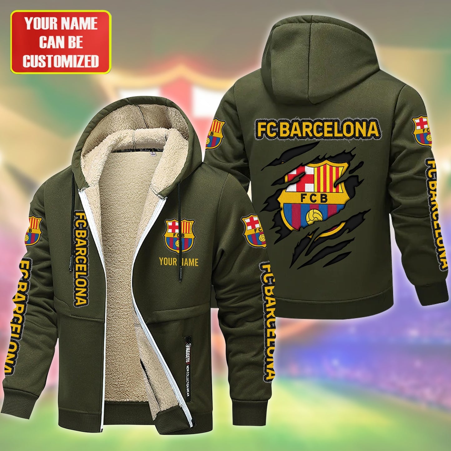 Personalized Barcelona Fleece 3D Unisex Hooded Jacket