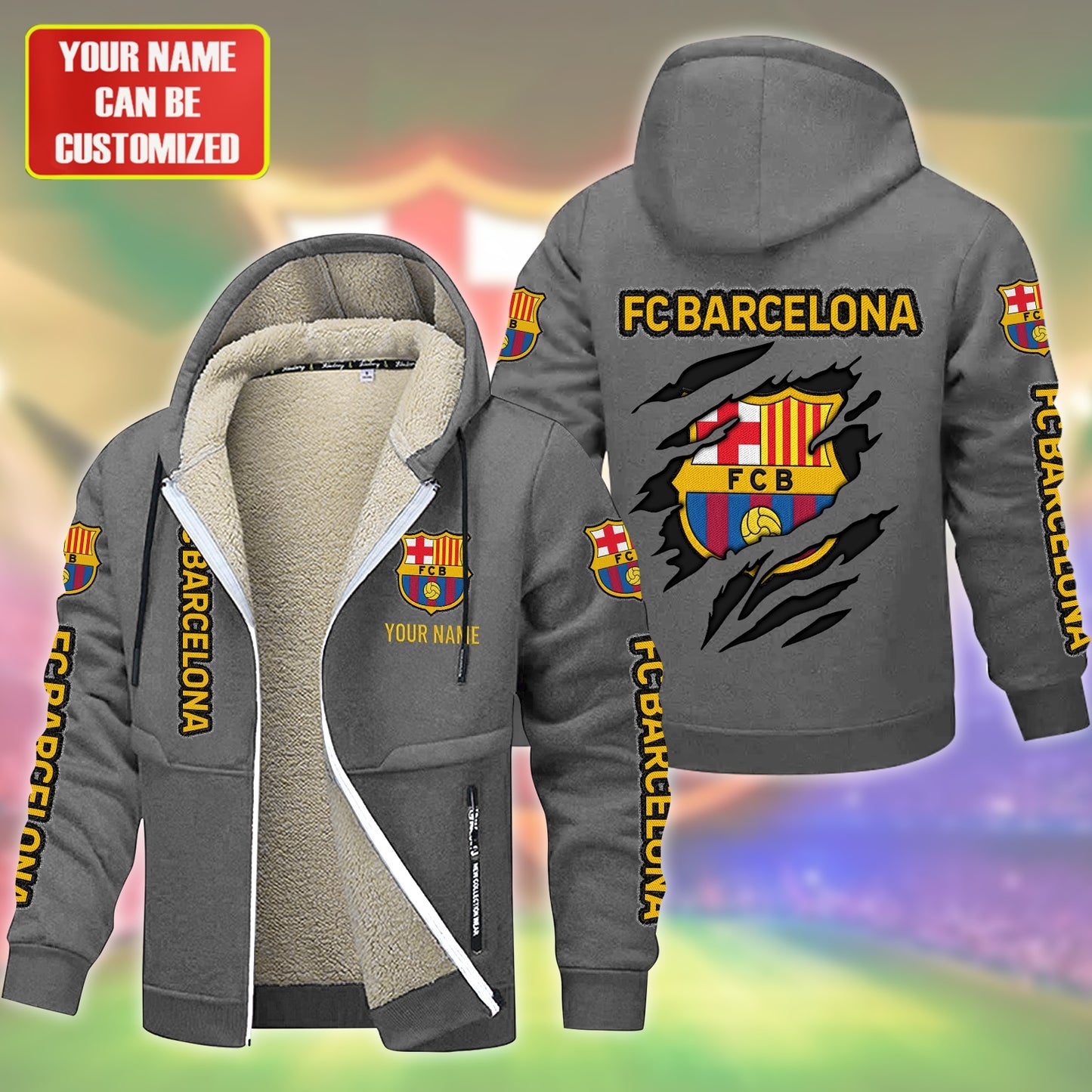 Personalized Barcelona Fleece 3D Unisex Hooded Jacket