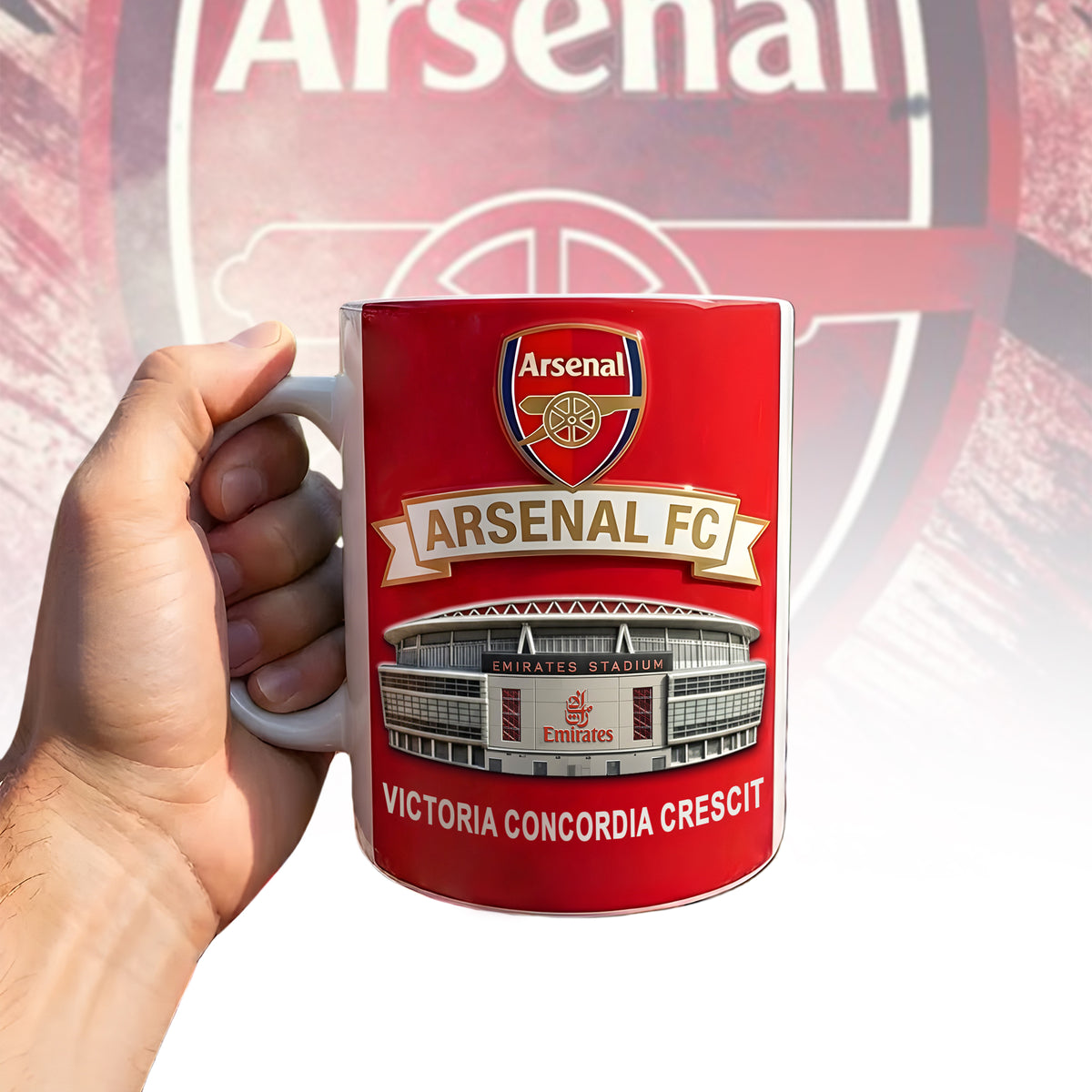 Arsenal FC Stadium Mug , Cream Mug Gifts , Holiday Gifts
