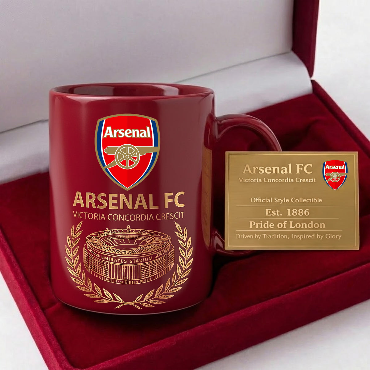 Arsenal Emirates Stadium Accent Mug , Cream Mug Gifts , Holiday Gifts