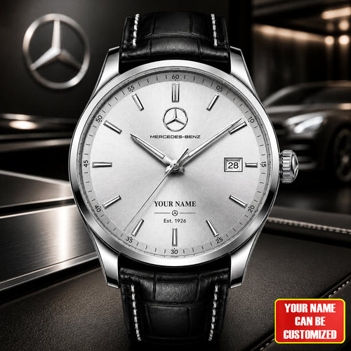 Personalized Merc Luxury Est.1926 Leather Strap Watch