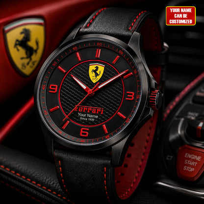 Personalized Fr Est.1939 Luxury Leather Strap Watch