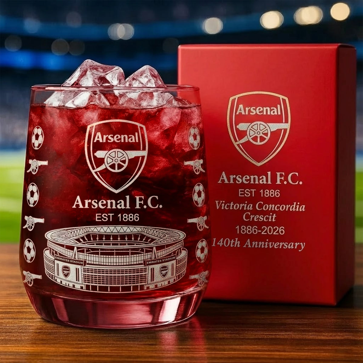 Arsenal FC 1886 Whisky Glass , Arsenal Whiskey Glass , Holiday Gift