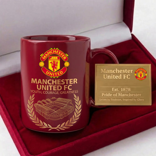 M.U Old Trafford Stadium Accent Mug , Cream Mug Gifts , Holiday Gifts