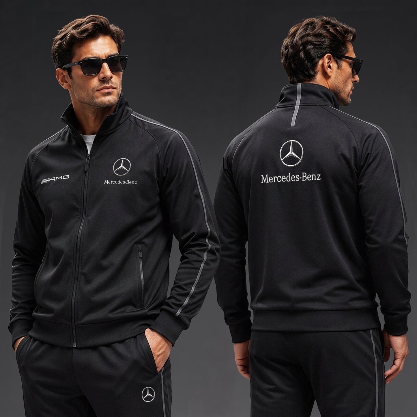 Personalized Merc Amg Zipper Stand Collar Jacket