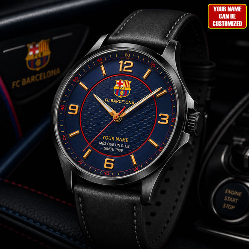 Personalized Barca FC Since 1899 Leather Strap Watch