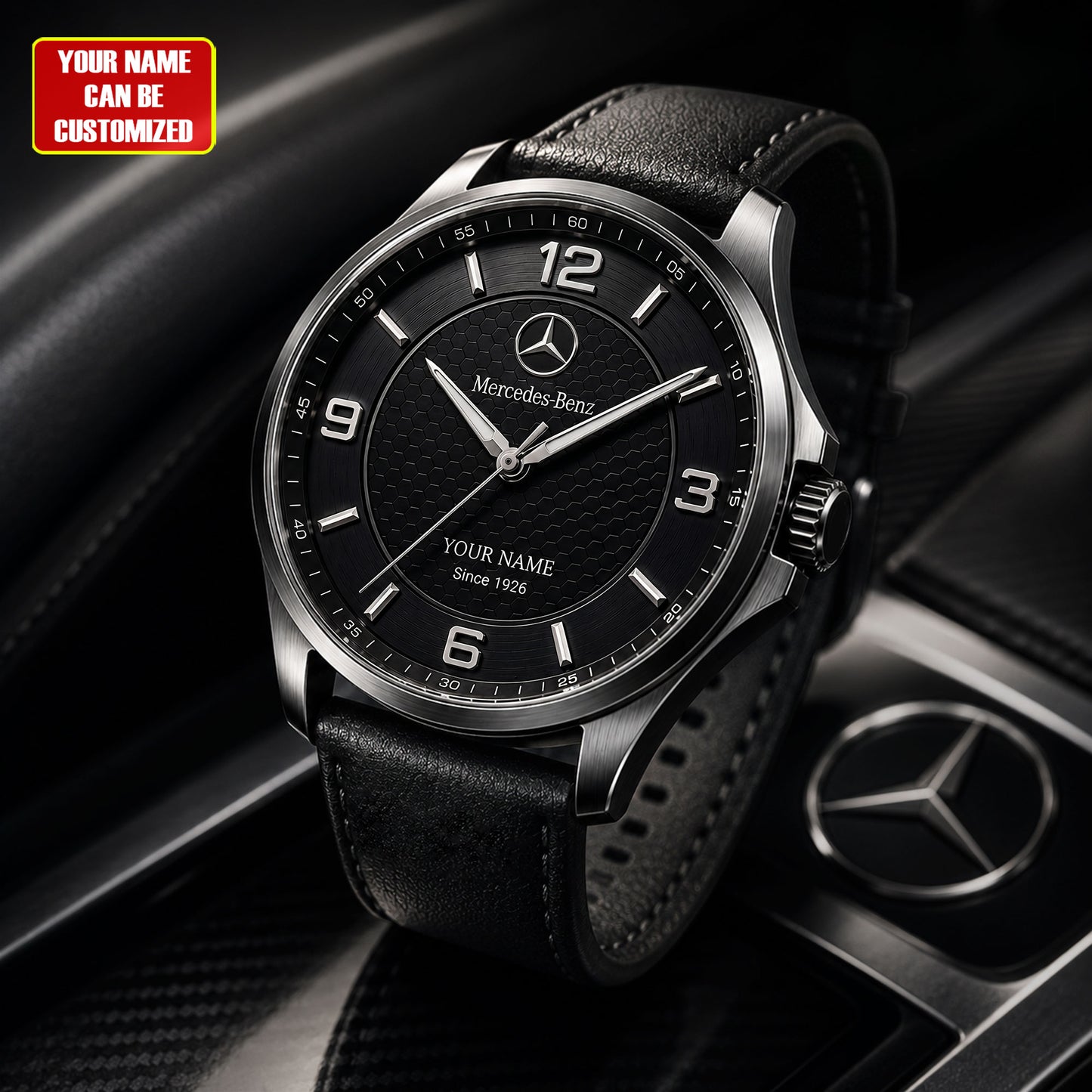 Personalized Merc Since 1926 Leather Strap Watch