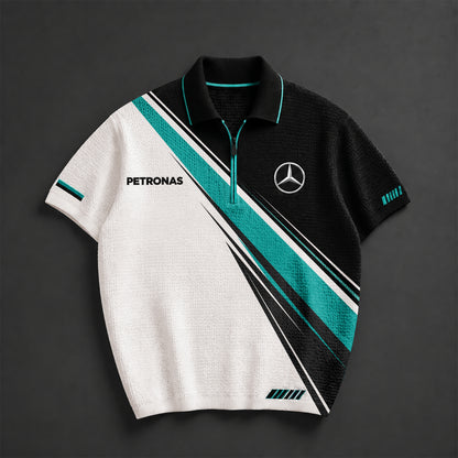 Personalized Merc Petronas Division Zipper Polo Shirt
