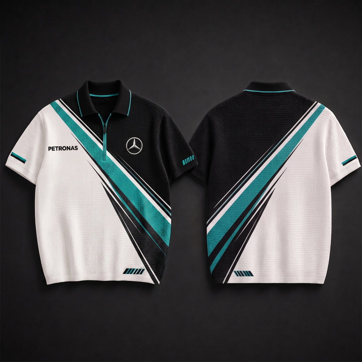 Personalized Merc Petronas Division Zipper Polo Shirt