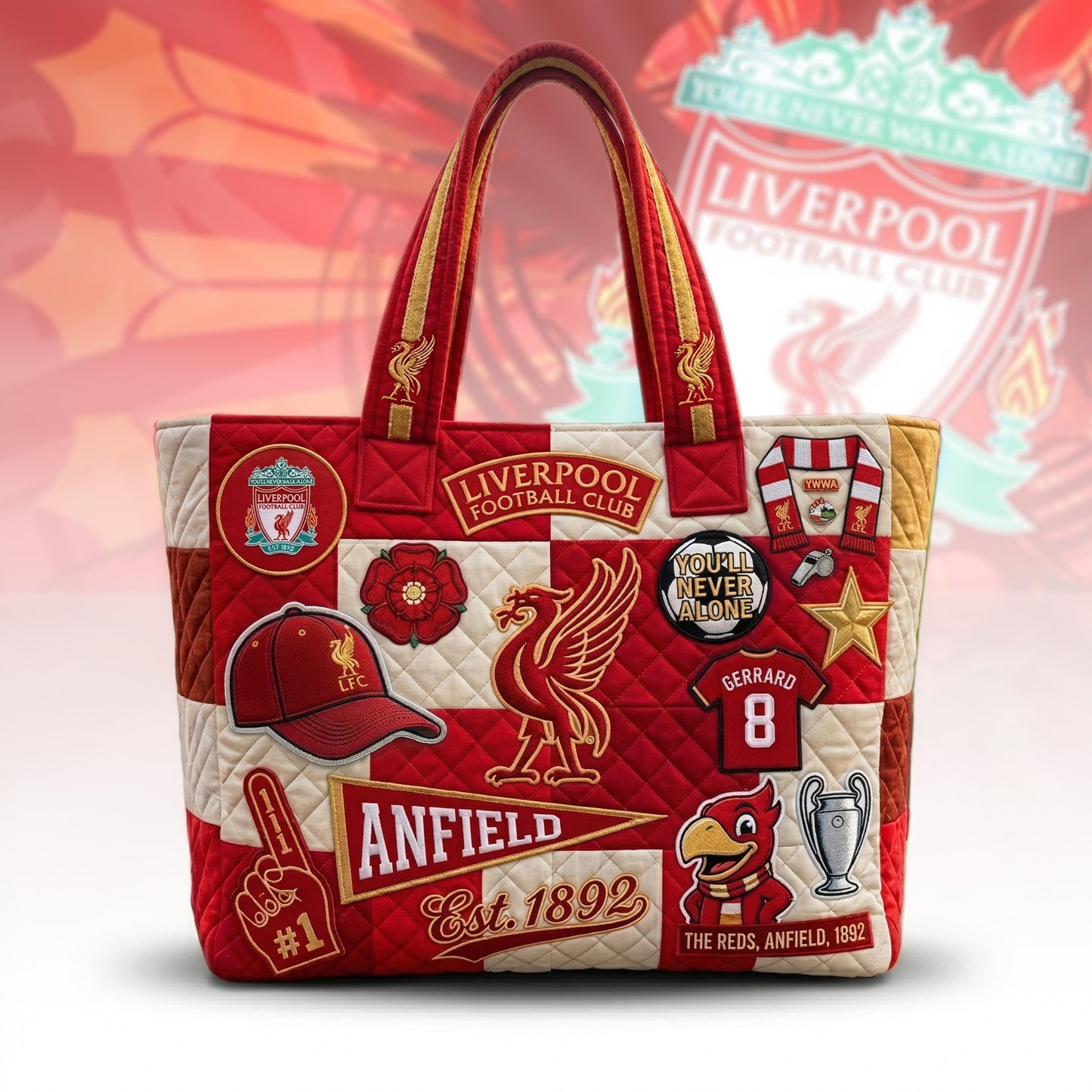 Personalized LVP FC Anfield Quilted Tote Bag