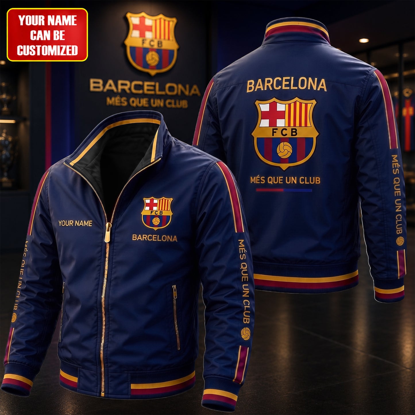Personalized Barca FC Windbreaker Casual Jacket