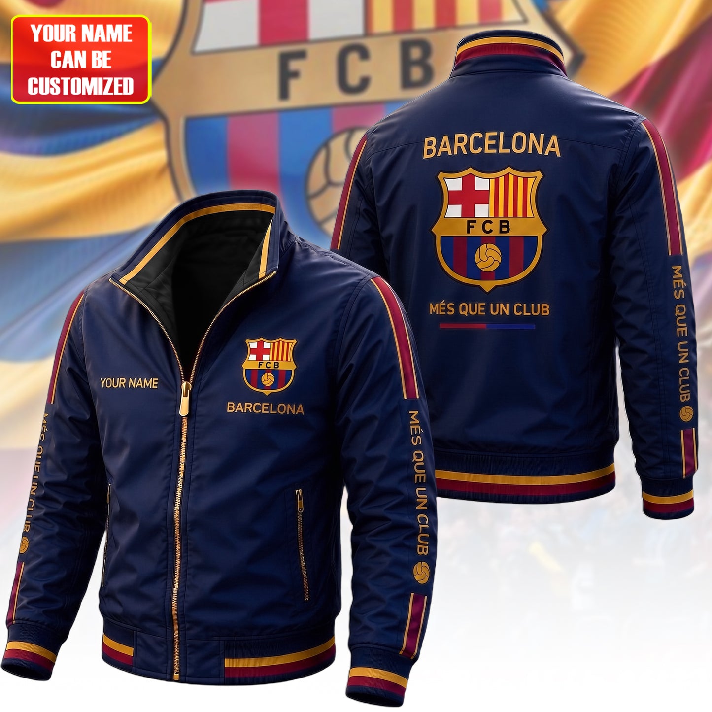 Personalized Barca FC Windbreaker Casual Jacket