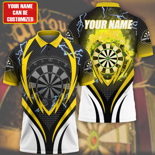 Personalized Name 3D Shirt For Darts Teams Yellow Version